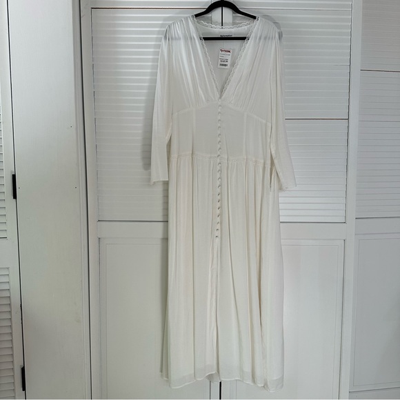 Reformation Lilla Midi Cream Long Sleeve Dress - Picture 2 of 5